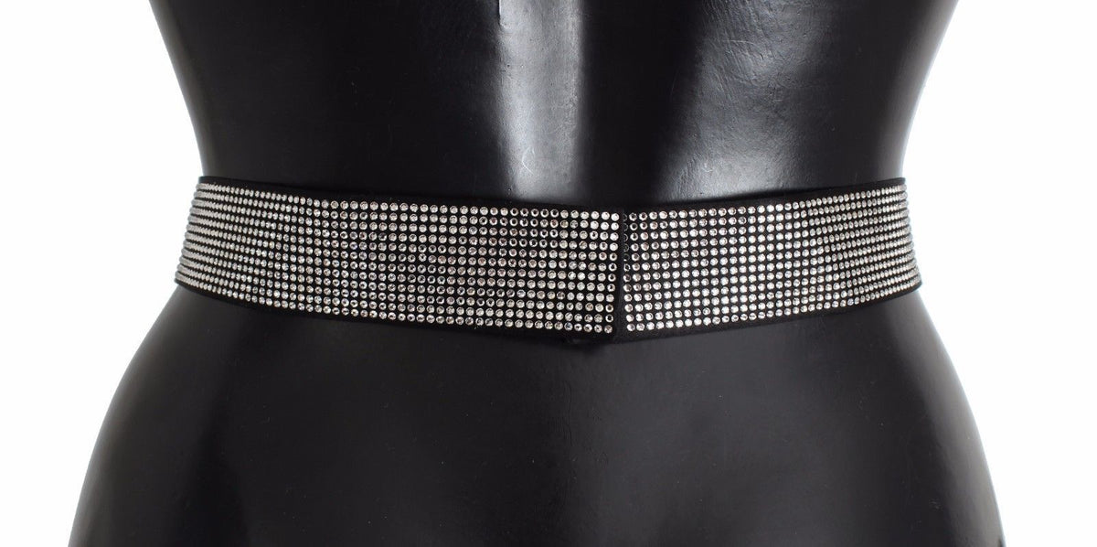 Ceinture en soie noire avec nœud en cristal transparent Dolce &amp; Gabbana