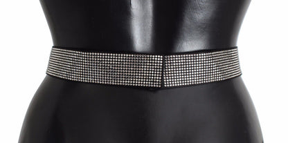 Ceinture en soie noire avec nœud en cristal transparent Dolce &amp; Gabbana