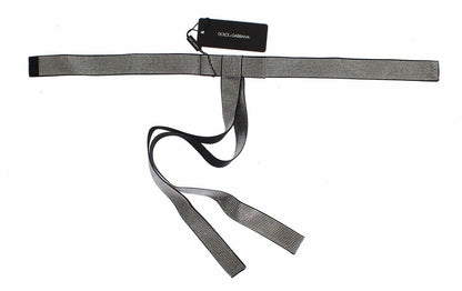 Ceinture en soie noire avec nœud en cristal transparent Dolce &amp; Gabbana