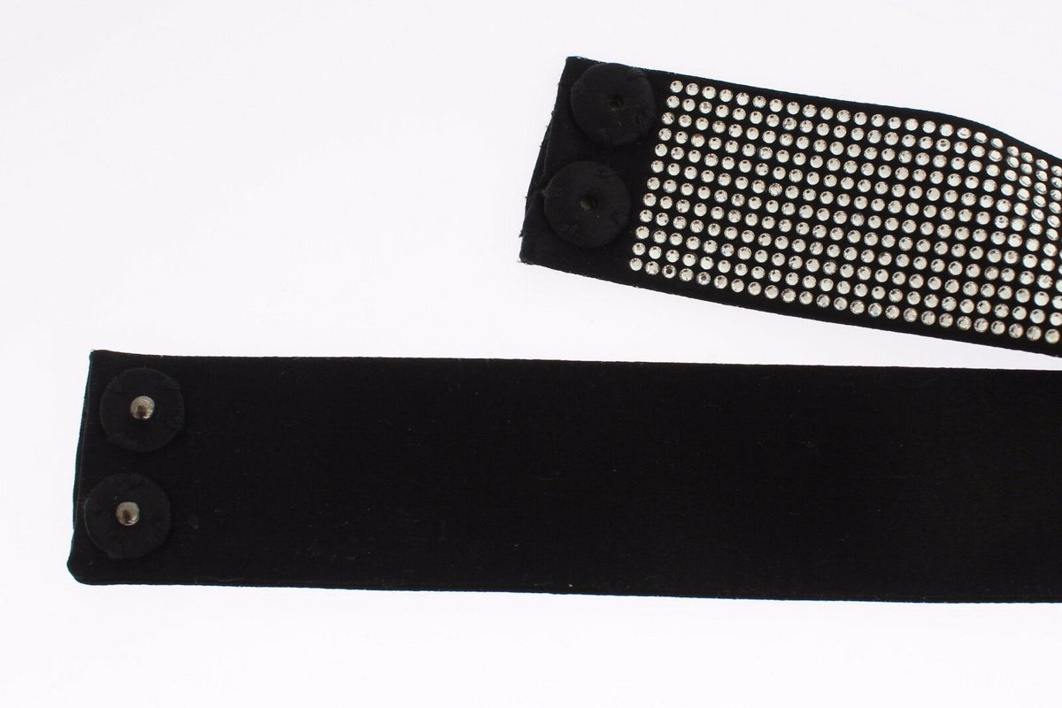 Ceinture en soie noire avec nœud en cristal transparent Dolce &amp; Gabbana
