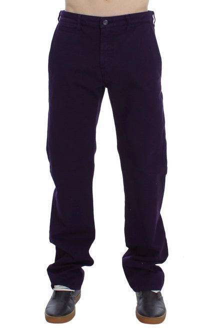Pantalon violet ajusté en coton extensible GF Ferre
