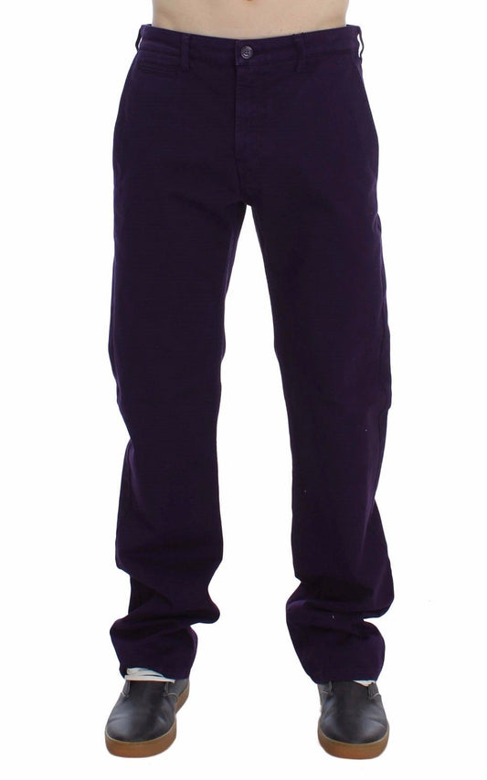 Pantalon violet ajusté en coton extensible GF Ferre