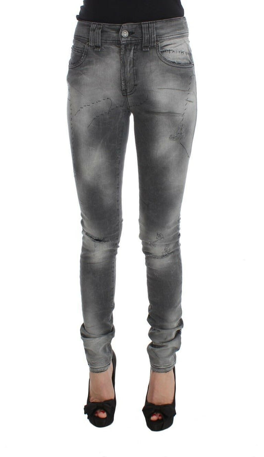 Pantalon en jean slim fit en coton mélangé, gris lavé, de John Galliano