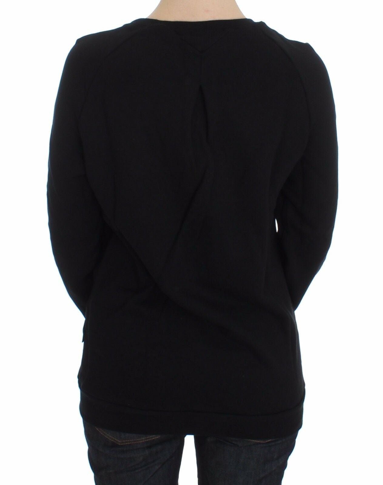 Pull en coton noir à motif Exte, col rond.