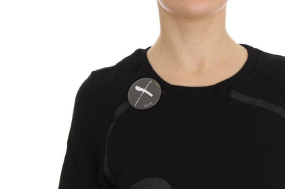 Pull en coton noir à motif Exte, col rond.