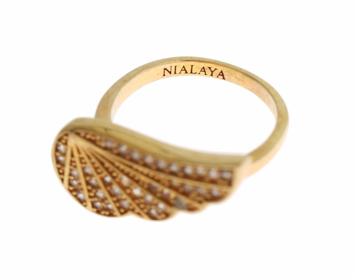 Bague authentique Nialaya pour femme en argent 925 et or avec zircone cubique transparent