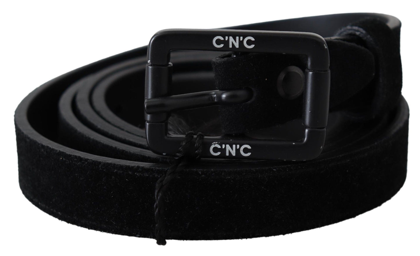Ceinture à boucle en cuir et velours noir Costume National