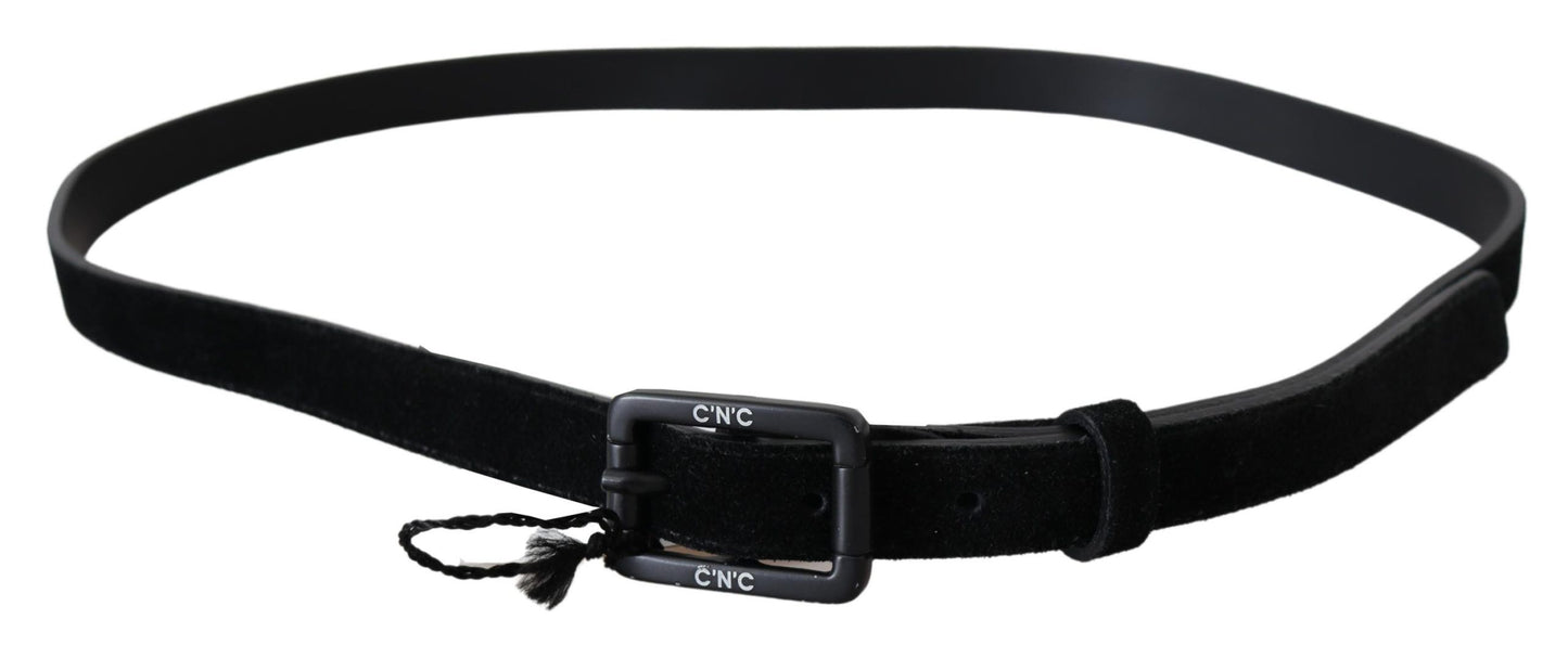 Ceinture à boucle en cuir et velours noir Costume National