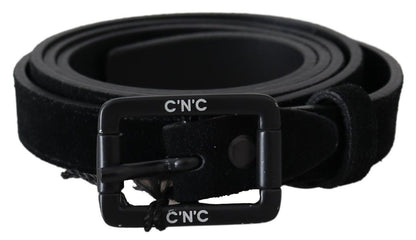 Ceinture à boucle en cuir et velours noir Costume National
