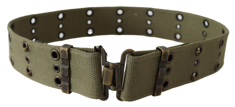 Ermanno Scervino Ceinture à boucle en bronze rustique 100 % coton vert