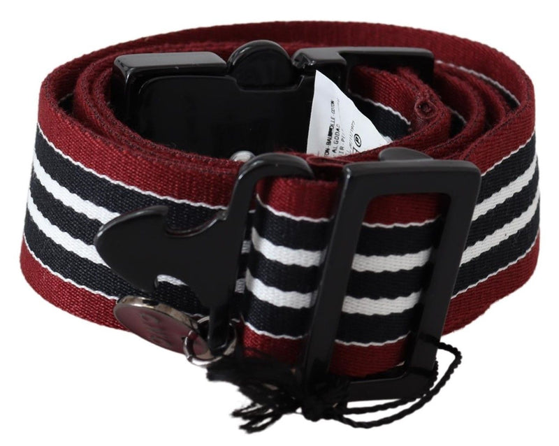 Ceinture à boucle noire argentée à rayures noires et marron de costume national