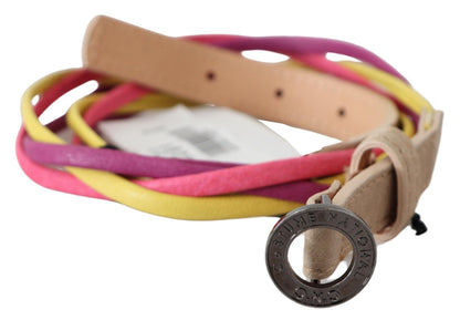 Kostuum Nationale Multicolor Gedraaide Leren Cirkel Gesp Riem