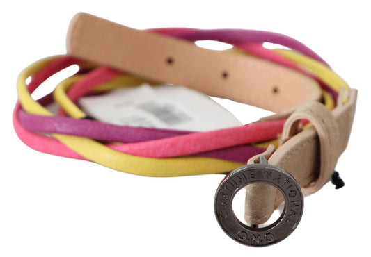 Kostuum Nationale Multicolor Gedraaide Leren Cirkel Gesp Riem