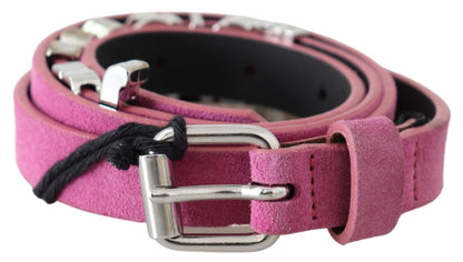 Just Cavalli roze zilveren chromen metalen gesp tailleriem