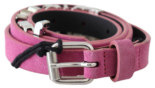 Just Cavalli roze zilveren chromen metalen gesp tailleriem