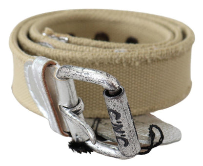 Kostuum Nationaal Beige Katoen Rustieke Logo Gesp Riem