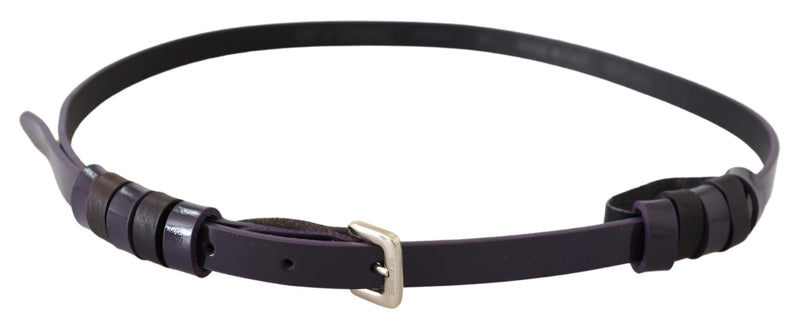 Ceinture fine en cuir noir GF Ferre avec boucle chromée en métal doré