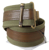 Ermanno Scervino Ceinture militaire en cuir vert avec boucle en bronze rustique