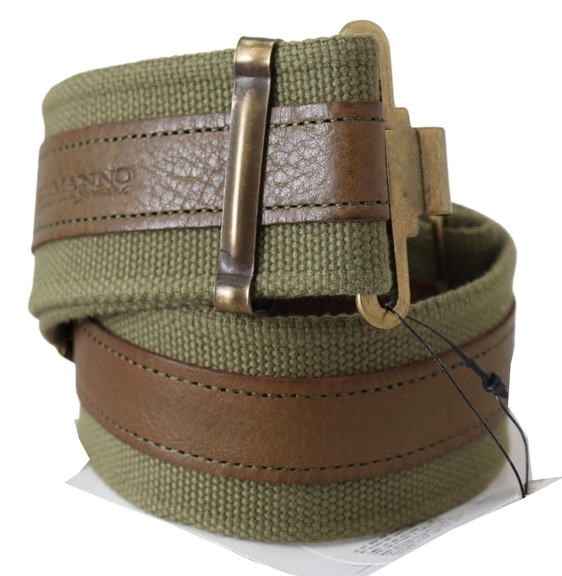Ermanno Scervino Ceinture militaire en cuir vert avec boucle en bronze rustique