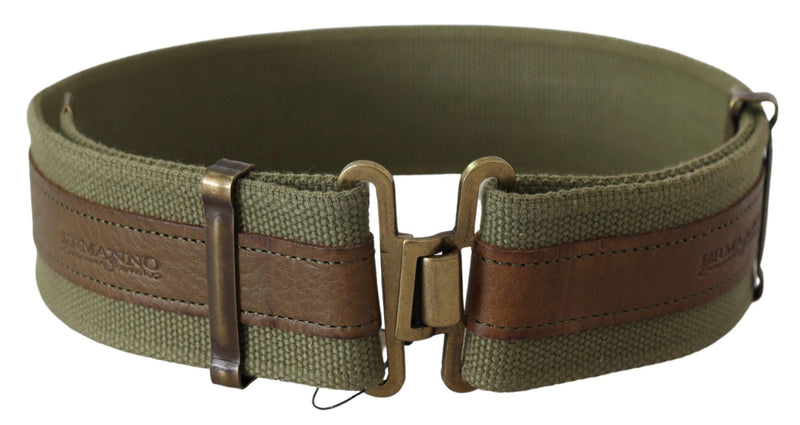 Ermanno Scervino Ceinture militaire en cuir vert avec boucle en bronze rustique