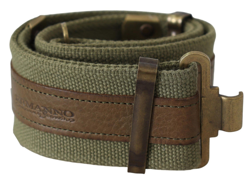 Ermanno Scervino Ceinture militaire en cuir vert avec boucle en bronze rustique