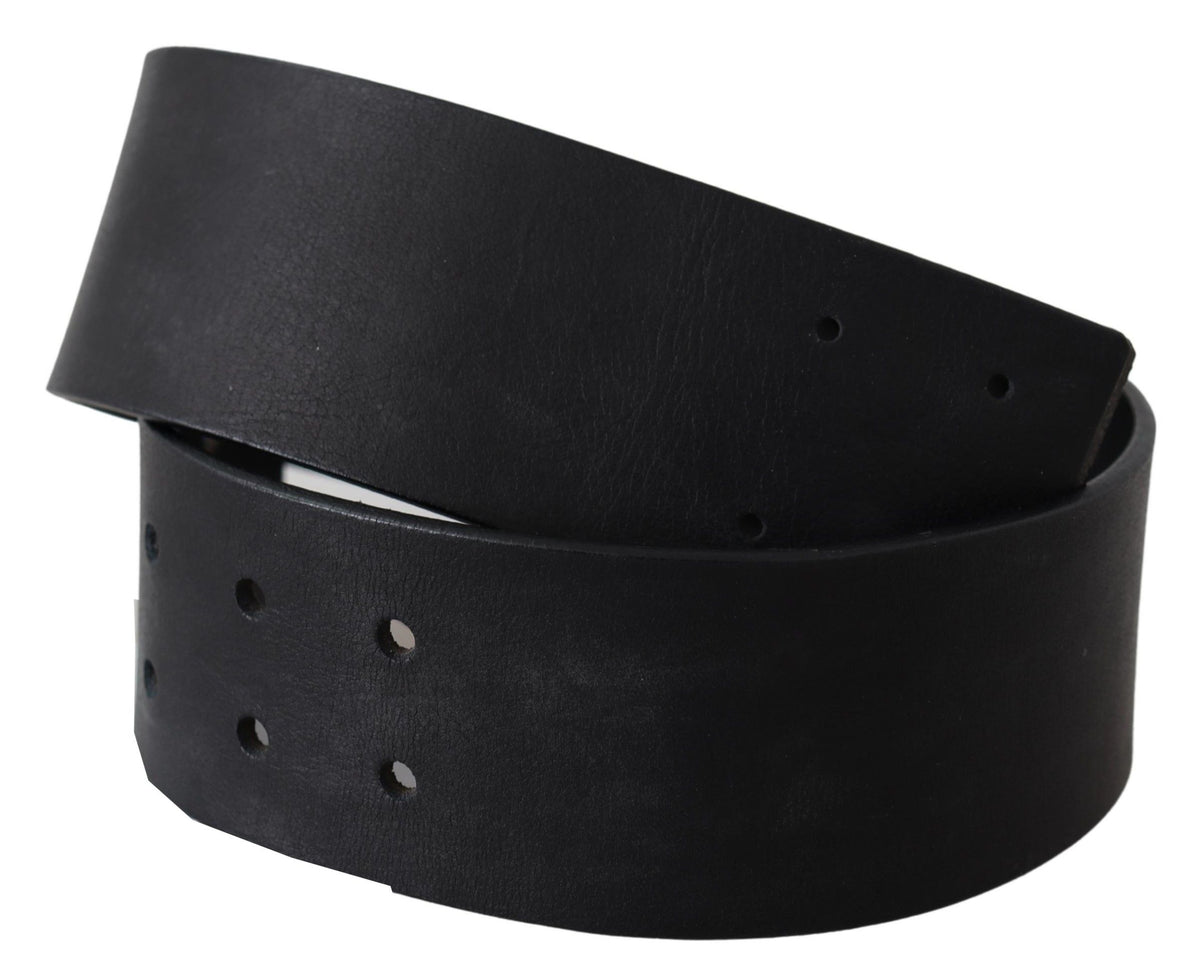 Ceinture large en cuir véritable noir avec logo GF Ferre