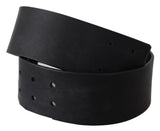 Ceinture large en cuir véritable noir avec logo GF Ferre