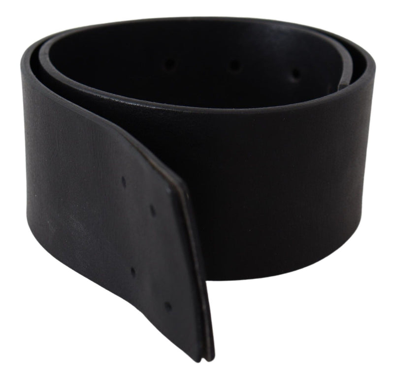 Ceinture large en cuir véritable noir avec logo GF Ferre