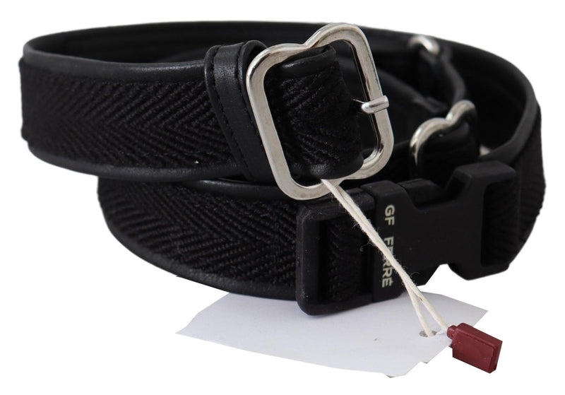 Ceinture GF Ferre en cuir noir avec boucle en métal chromé argenté