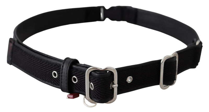 Ceinture GF Ferre en cuir noir avec boucle en métal chromé argenté