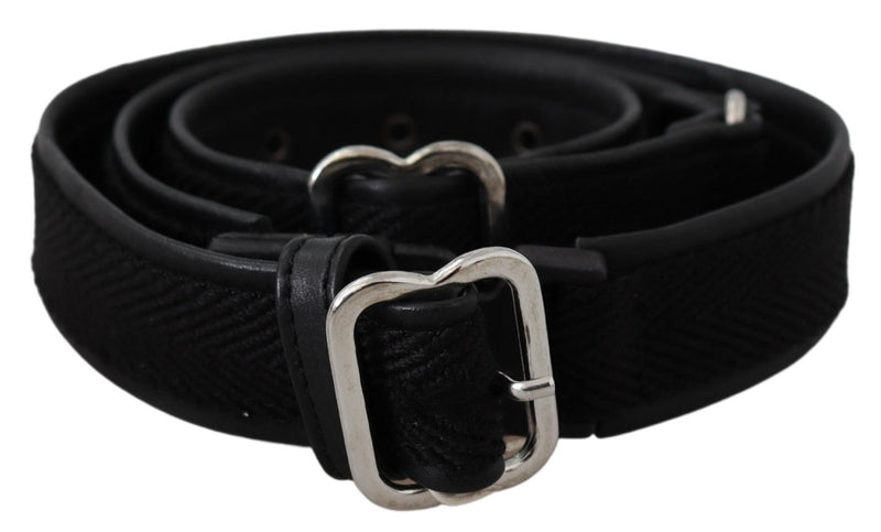 Ceinture GF Ferre en cuir noir avec boucle en métal chromé argenté