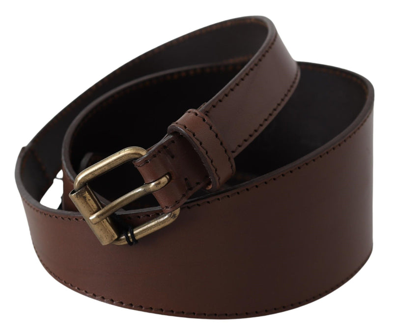 Ceinture PLEIN SUD en cuir marron avec boucle en métal doré