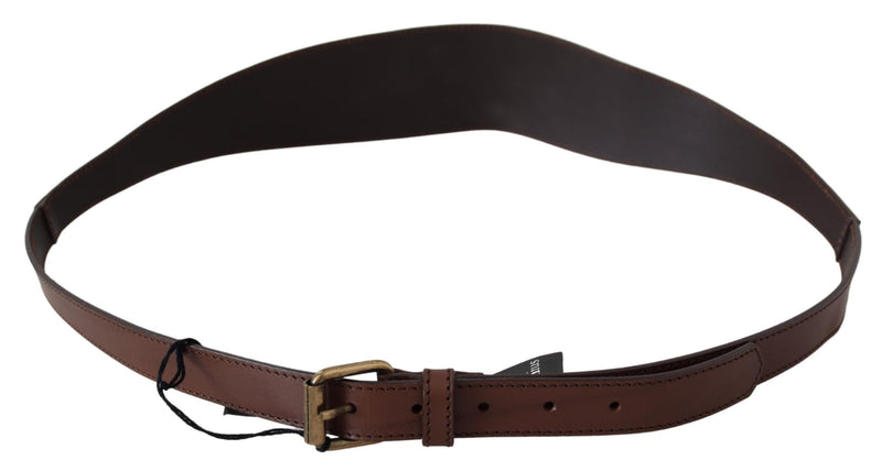 Ceinture PLEIN SUD en cuir marron avec boucle en métal doré