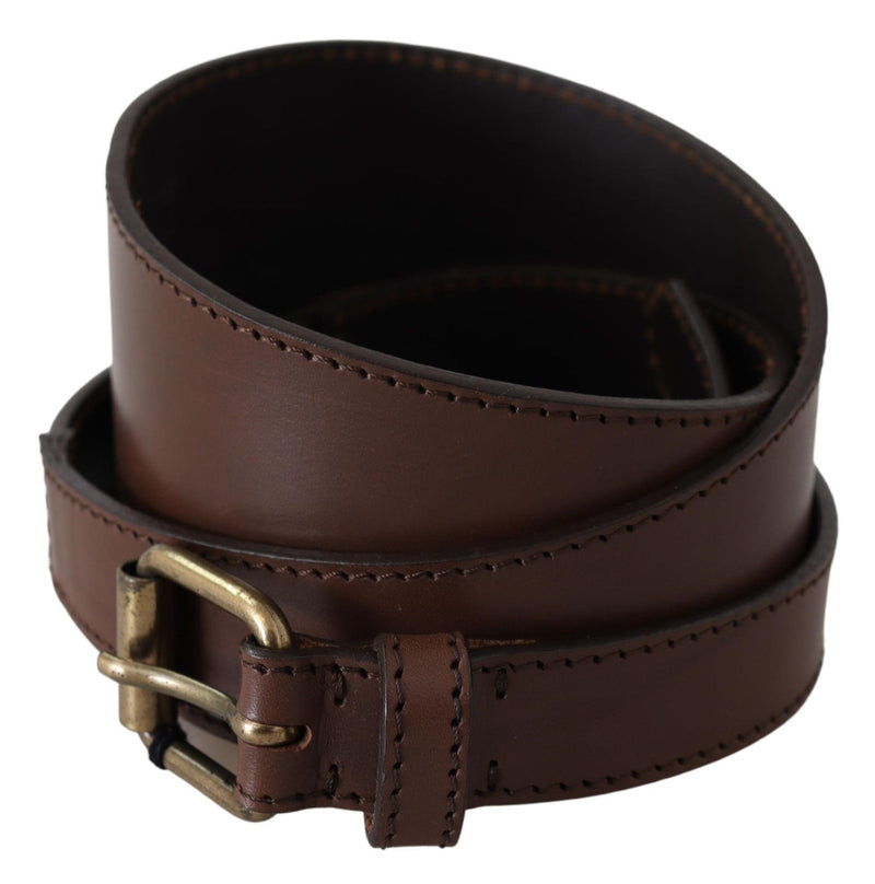 Ceinture PLEIN SUD en cuir marron avec boucle en métal doré