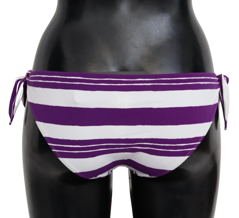 Bas de Bikini Dolce & Gabbana Rayures Blanches et Violettes