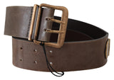 Ermanno Scervino Ceinture large en cuir marron avec boucle en bronze