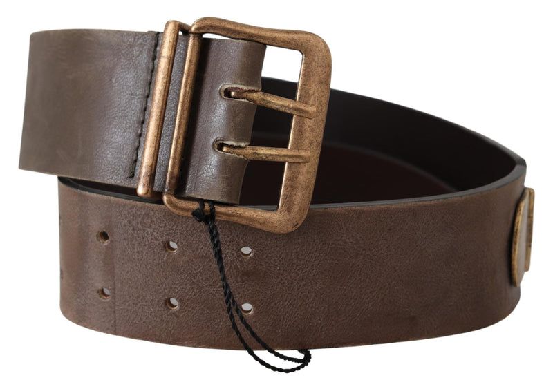Ermanno Scervino Ceinture large en cuir marron avec boucle en bronze