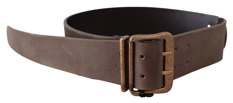 Ermanno Scervino Ceinture large en cuir marron avec boucle en bronze