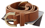 Ceinture Scervino Street en cuir marron clair à double boucle dorée