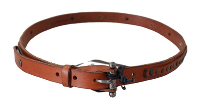 Scervino Street Bruin Echt Lederen Rustieke Zilveren Gesp Riem