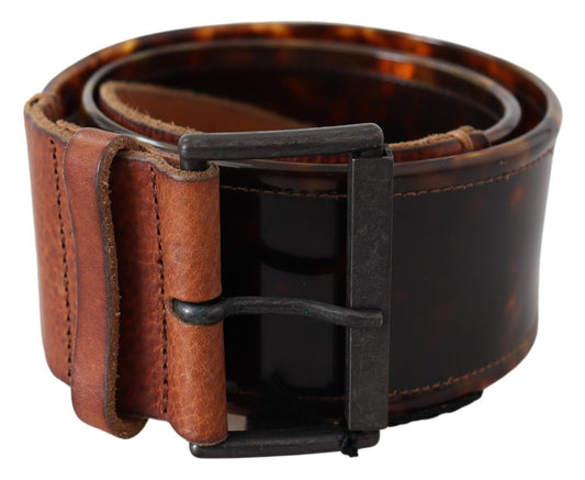 Ermanno Scervino donkerbruine lederen riem met brede gesp