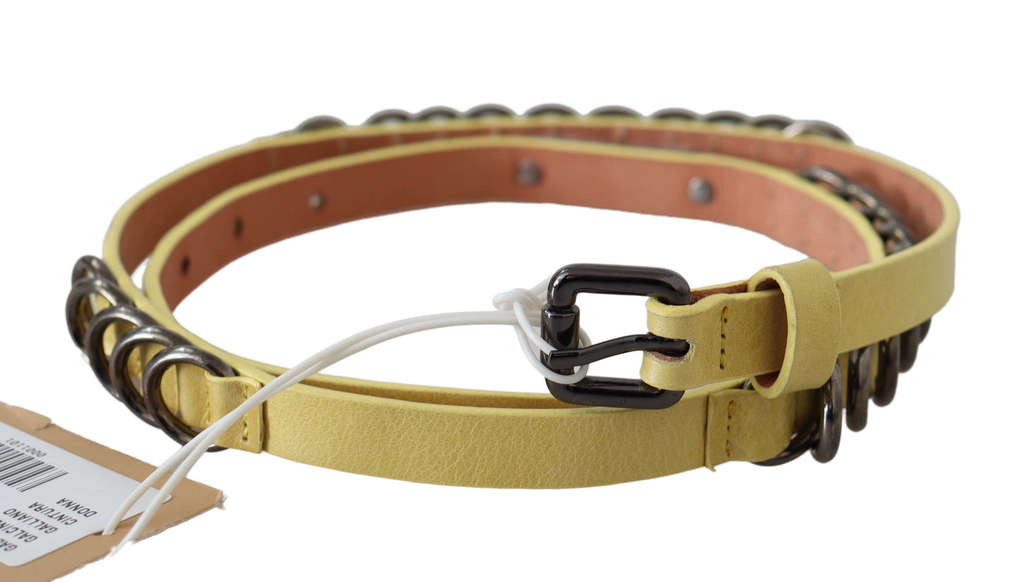 John Galliano Gele Leren Luxe Slanke Gesp Fancy Riem