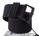 Ceinture de luxe à large boucle en cuir noir Ermanno Scervino