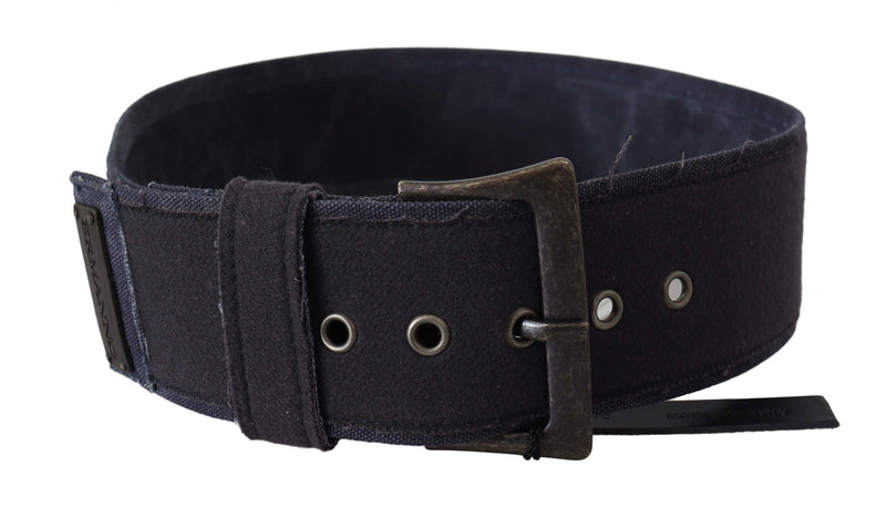 Ceinture de luxe à large boucle en cuir noir Ermanno Scervino