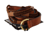 Ceinture en cuir marron tressé avec boucle dorée Scervino Street