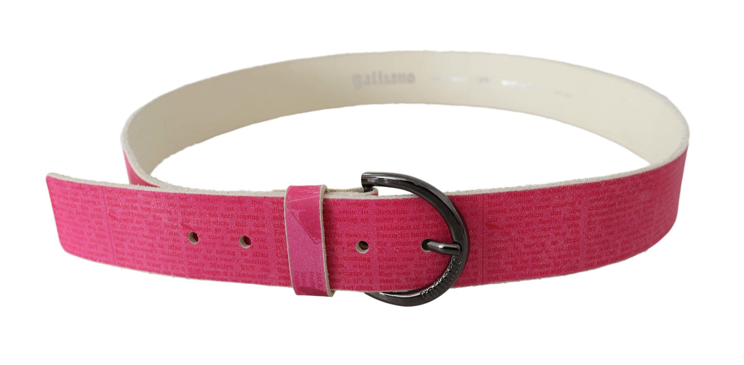 John Galliano roze leren riem met ronde gesp en letterlogo