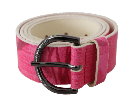 John Galliano roze leren riem met ronde gesp en letterlogo