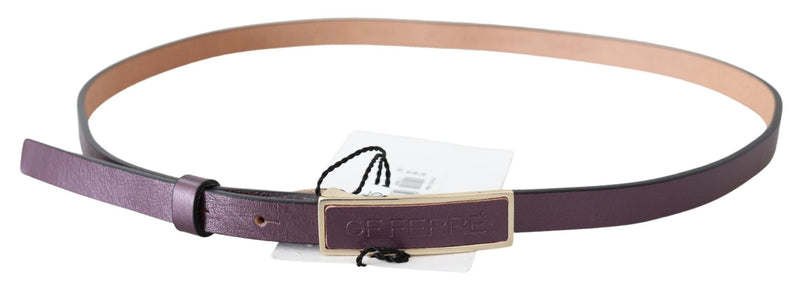 Ceinture fine en cuir avec boucle et logo doré GF Ferre
