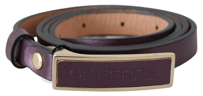 Ceinture fine en cuir avec boucle et logo doré GF Ferre