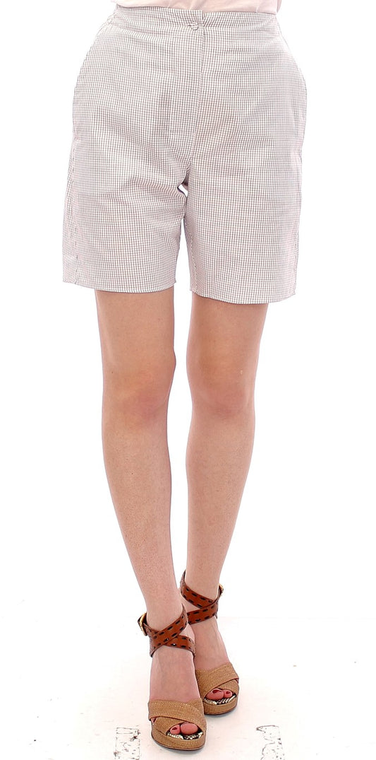 Shorts en coton extensible à carreaux blancs Andrea Incontri